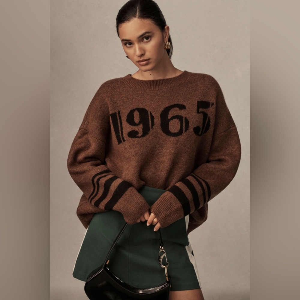 Anthropologie Pilcro Crew-Neck Graphic 1965 Sweater (Size L)